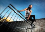 woman parkour jumping agile