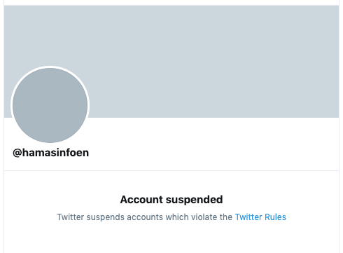 Hamas' suspended English-language Twitter account