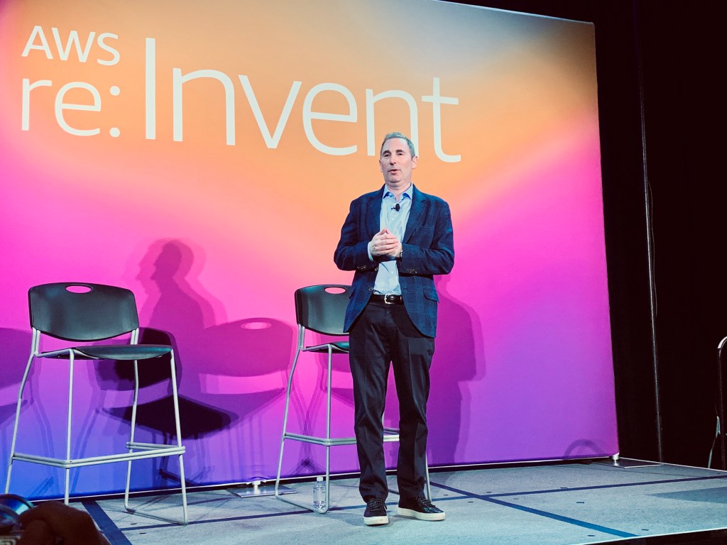 New Amazon CEO Andy Jassy speaking at AWS re:Invent in 2019