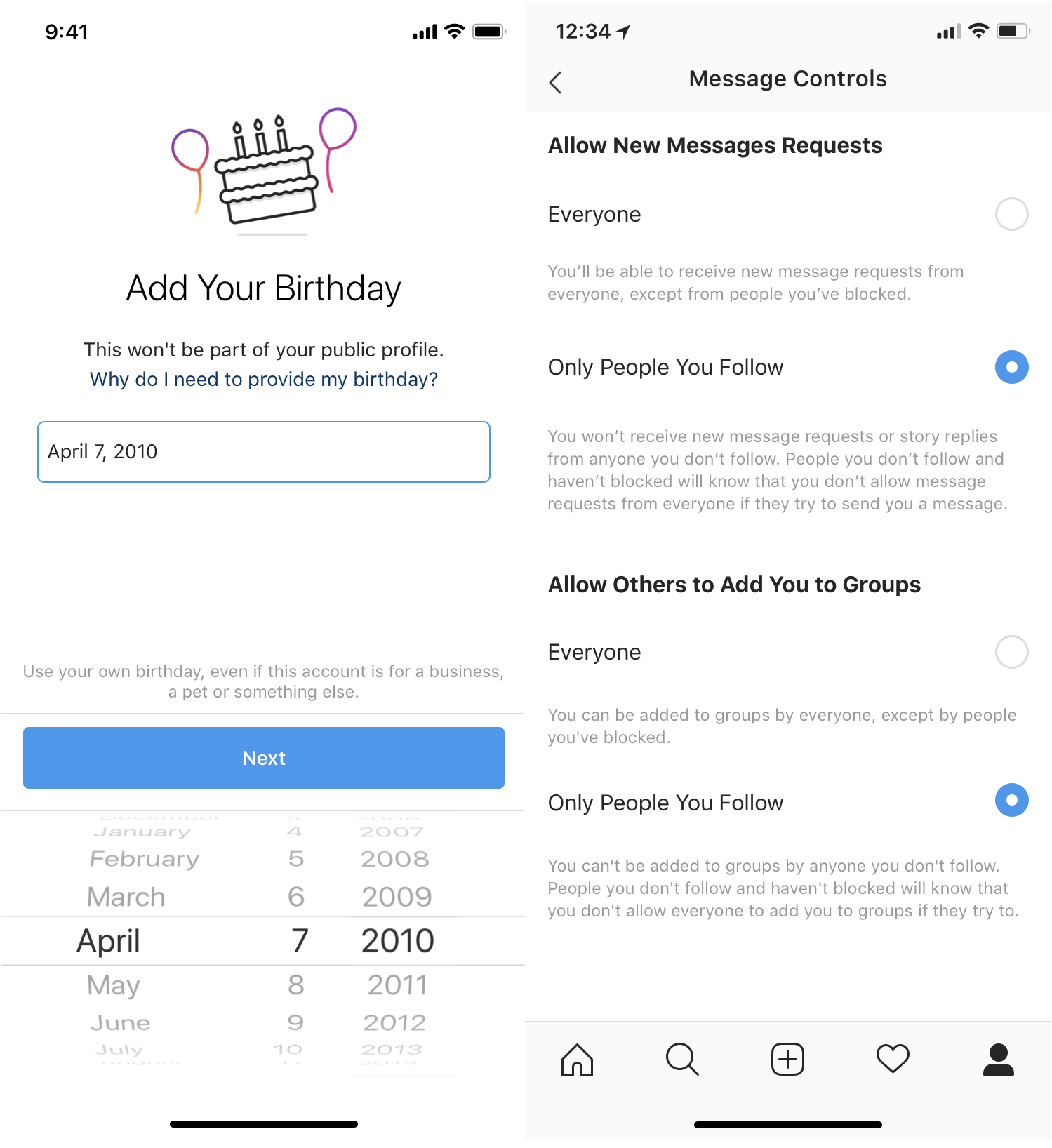 Instagram Birthday Check DM Controls