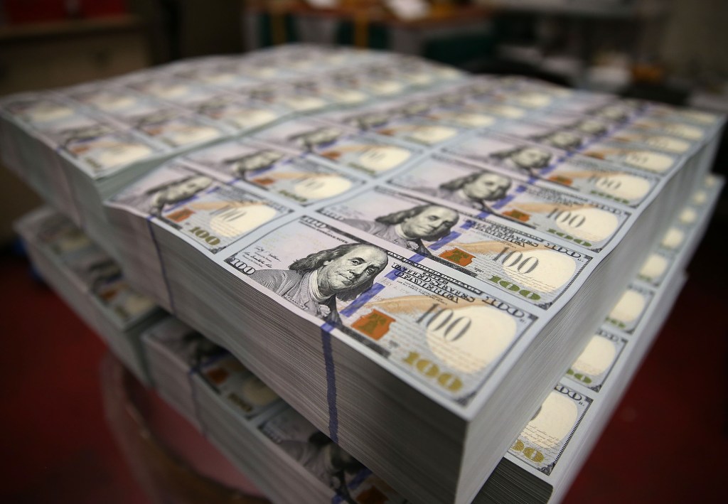 a pallet of $100 bills cash