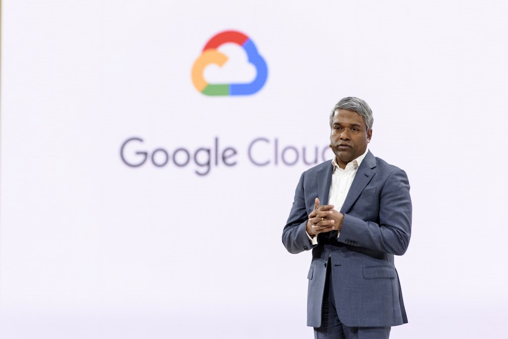 Thomas Kurian, chief executive officer of cloud services at Google LLC, speaks during the Google Cloud Next '19 event in San Francisco, California, U.S., on Tuesday, April 9, 2019. The conference brings together industry experts to discuss the future of cloud computing. Photographer: Michael Short/Bloomberg via Getty Images
