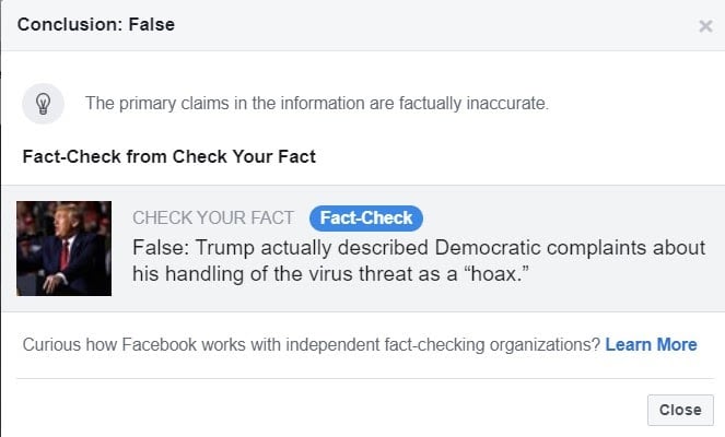 Facebook fact-check feud erupts over Trump virus “hoax” – TechCrunch