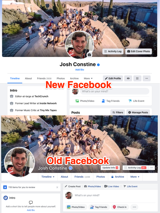Facebook Redesign Profile old vs new
