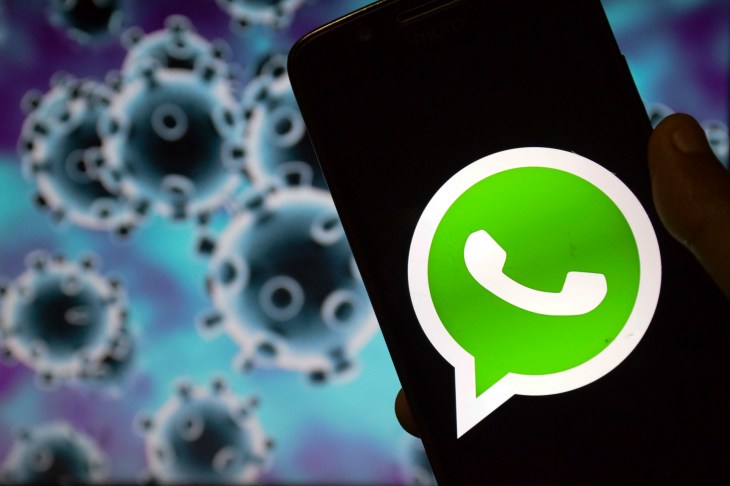 In this photo illustration the Whatsapp logo seen displayed