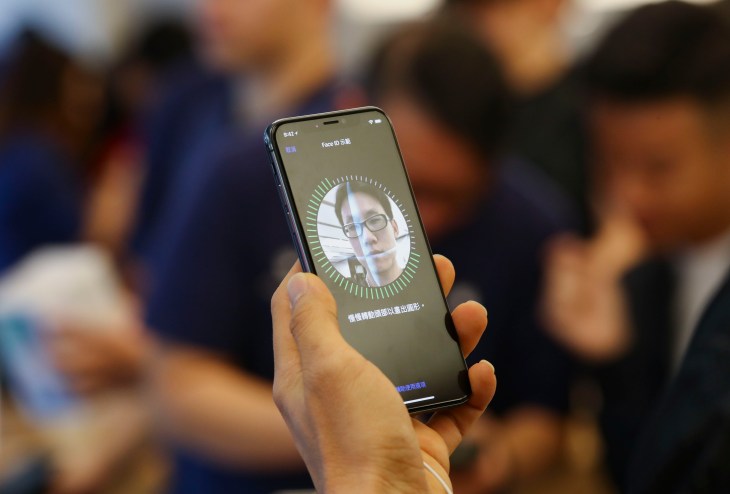 People try out the new iPhone X at the Apple Store in Causeway Bay. Picture shows the Face ID technology on iPhone X. 03NOV17 SCMP / Nora Tam