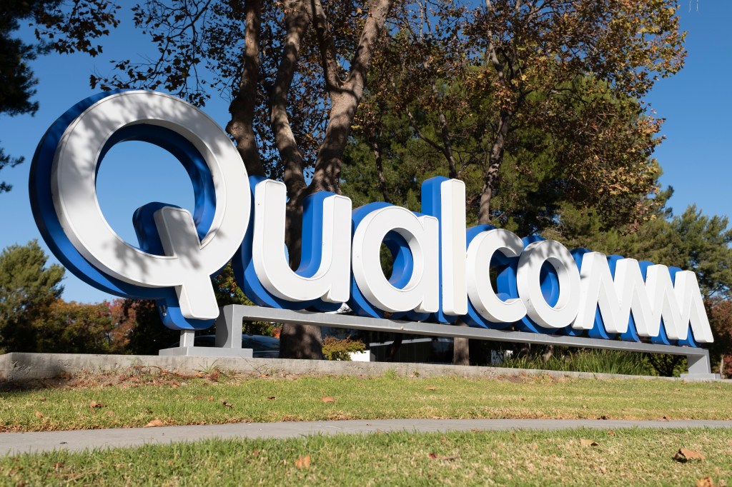 Qualcomm sign outside its office in Santa Clara, California