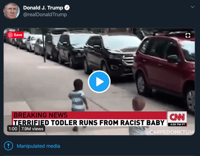 Trump shared a deceptive video blaming ‘fake news.’ Twitter just labeled it as fake