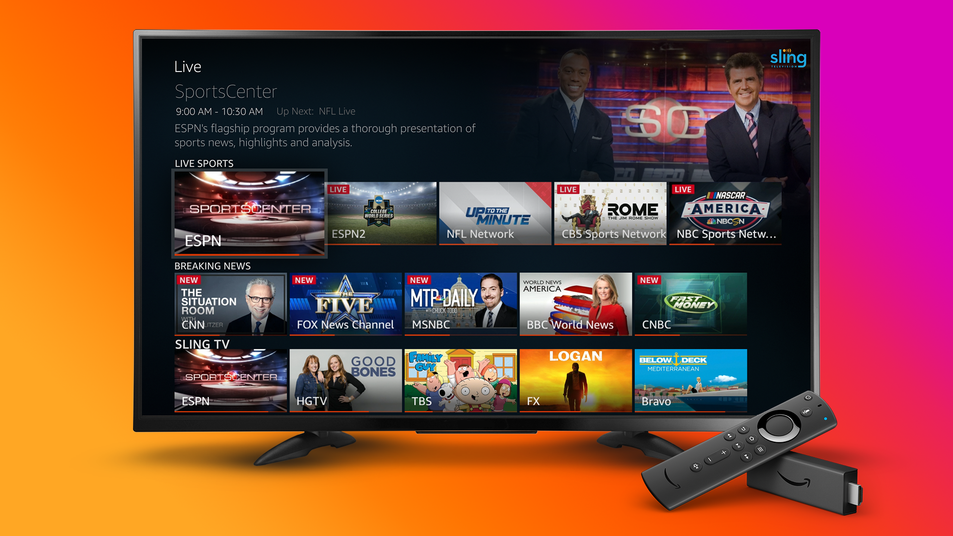 Amazon Fire Tv Now Pulls In Live Tv Content From Sling Tv Youtube Tv And Hulu Live Tv Techcrunch
