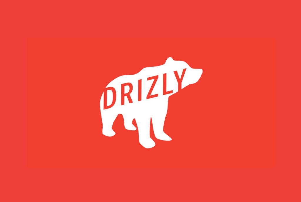 white Drizly bear logo on red backdrop