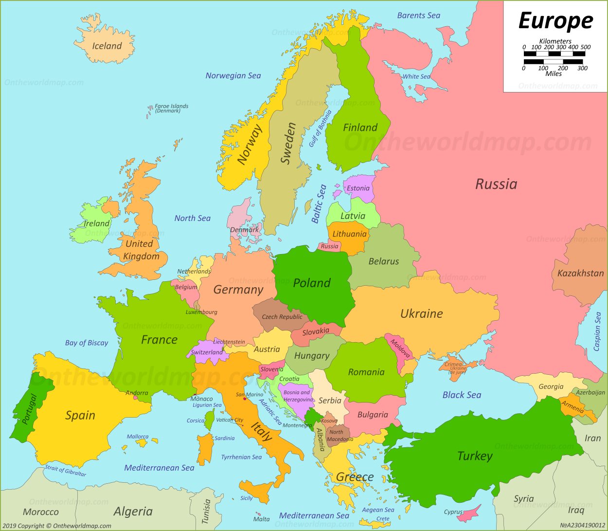 Map Showing Europe Countries