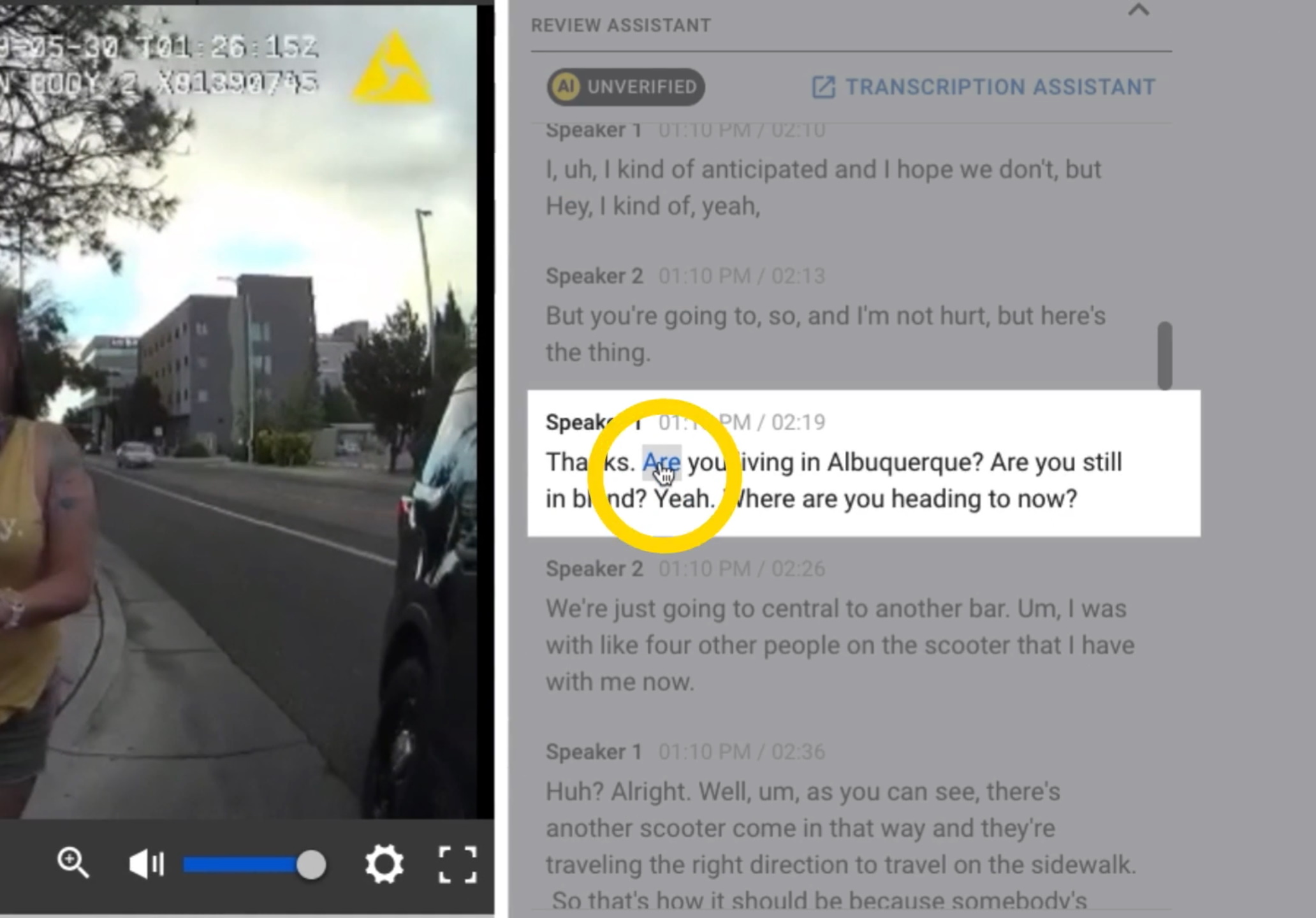 An automatic transcription tool for police body camera footage.