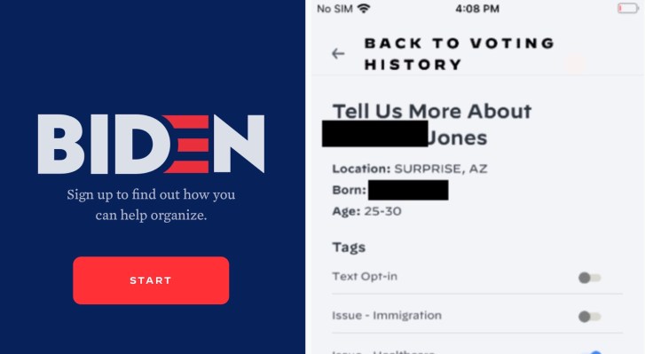 A bug in Joe Biden's campaign app gave anyone access to millions of voter files