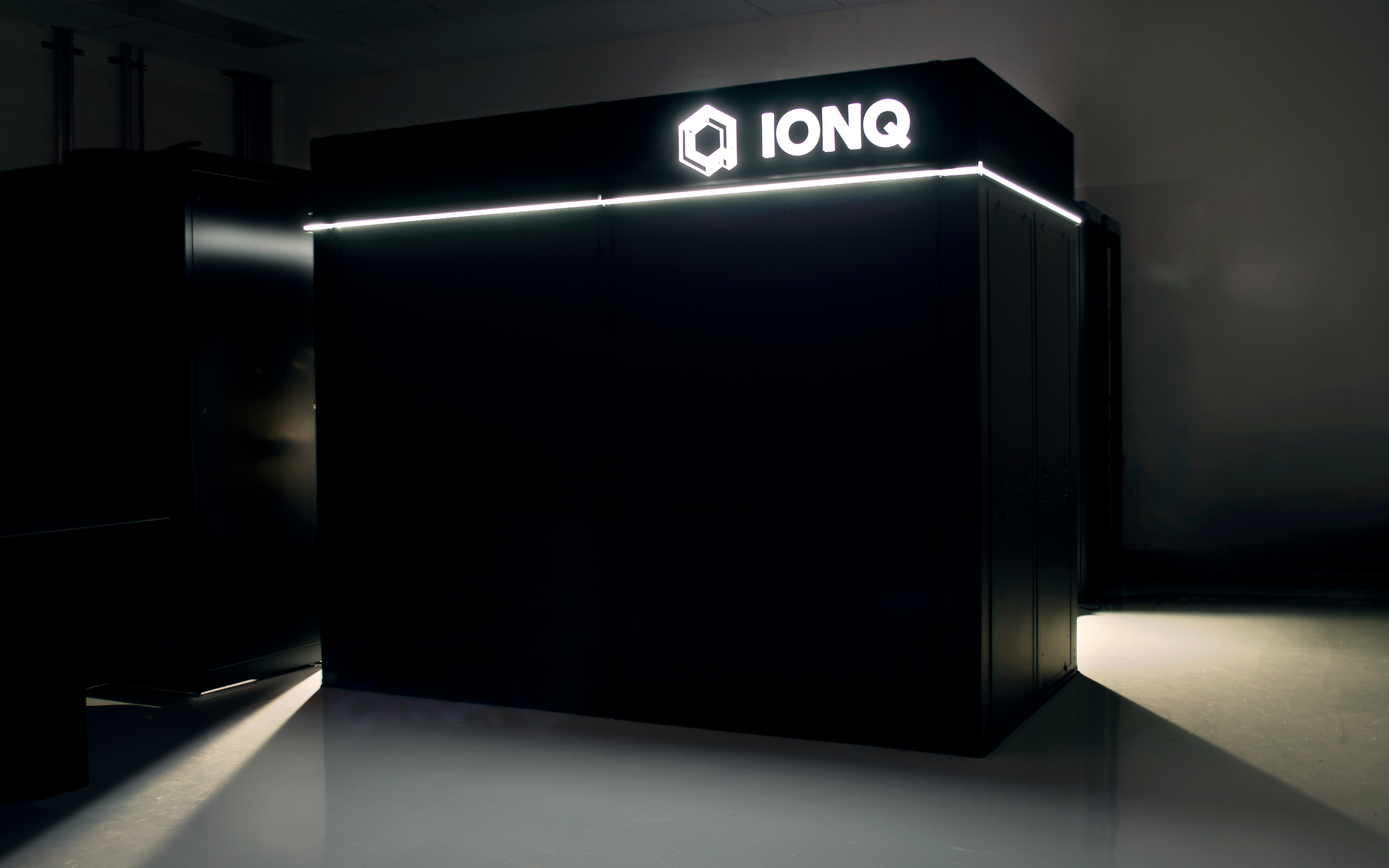 IonQ Enclosure — the outer enclosure for IonQ's next-generation system. It doesn't just look cool, it also creates a highly stable environment (acoustics, temperature, humidity) for the system.