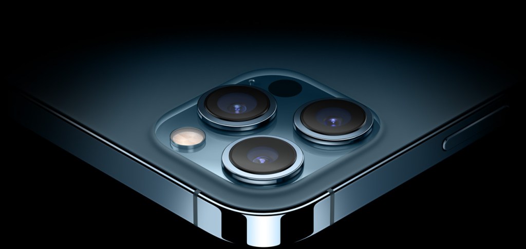 A close-up of the iPhone 12 Pro Max's cameras.