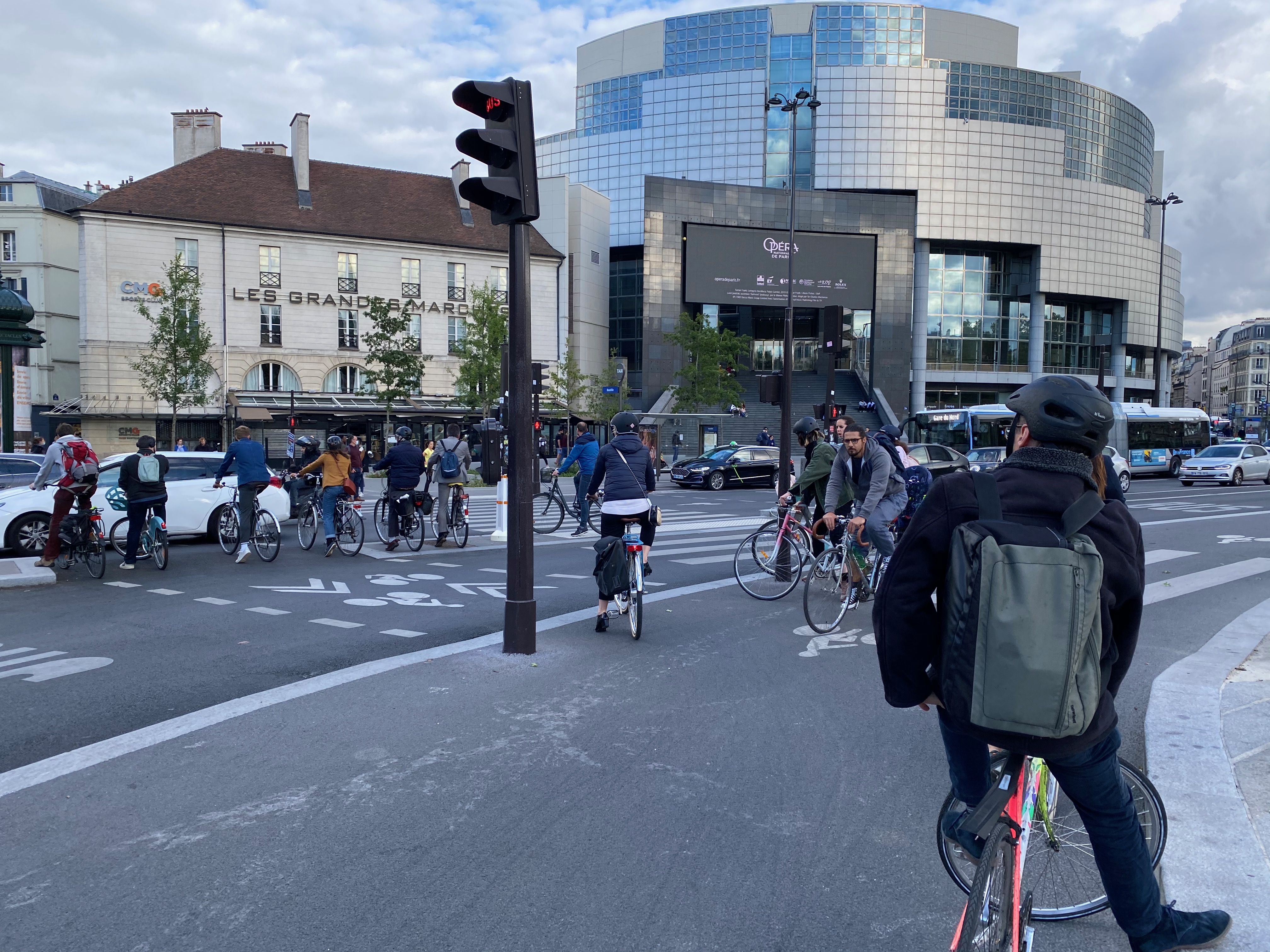 A bike traffic jam near Bastille, Paris
