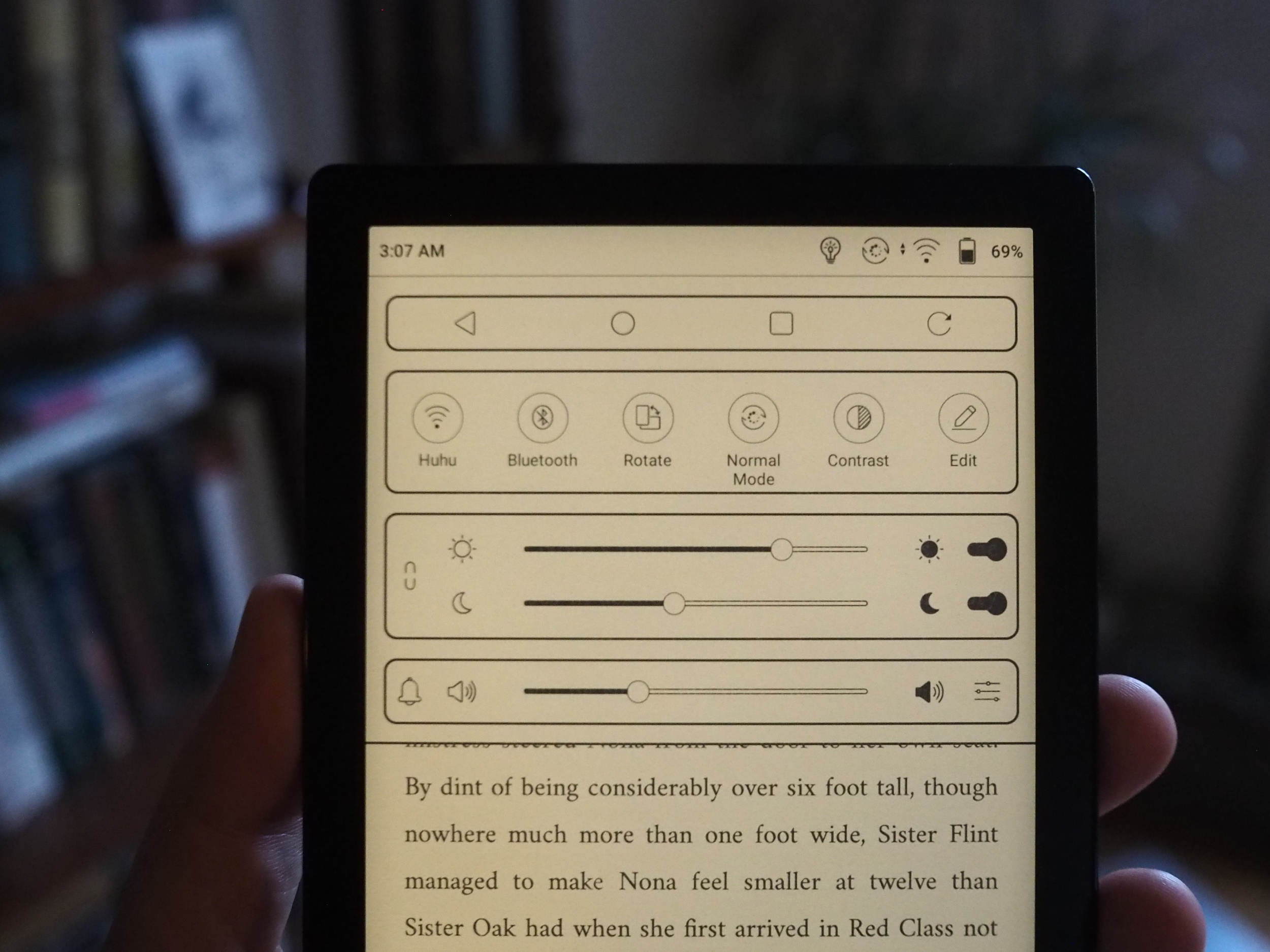 Screen of a Boox Poke 3 e-reader