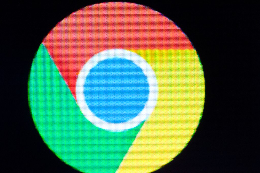 A Chrome web browser logo is seen on an Android portable device.