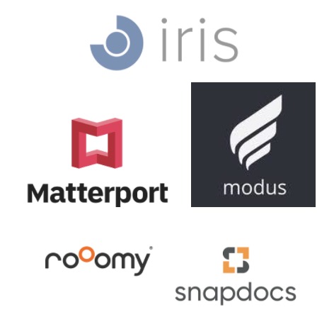 matterport, snapdocs iris, roomy logos