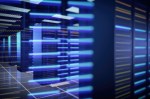 Modern data center concept photo with servers slightly blurred