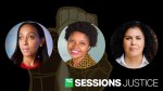 Images of Haben Girma, Mutale Nkonde, and Safiya Noble with the TC Sessions Justice logo.