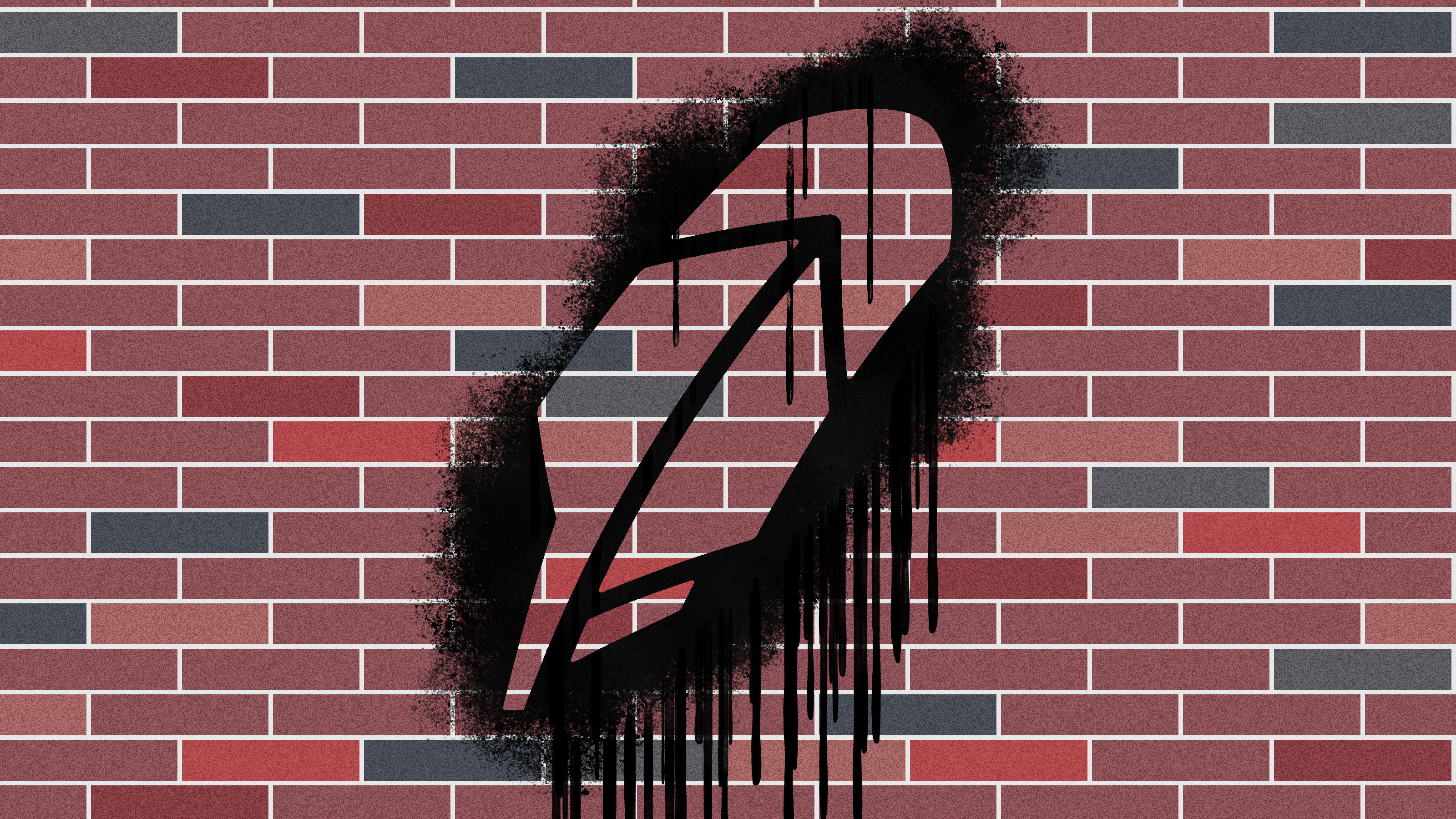 Illustration of robinhood pen logo spray painted on a brick wall