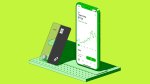 illustration of credit card and smart phone with Robinhood app on screen