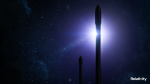 A teaser image showing a silhouette of Relativity's larger Terran R rocket next to Terran 1,