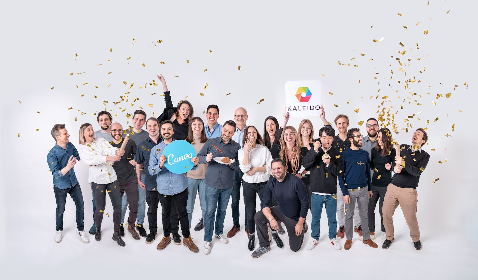 The team at kaleido celebrating their acquisition - each member has been digitally added.