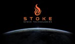 A stylized flame logo with "Stoke Space Technologies" above an image of the Earth.