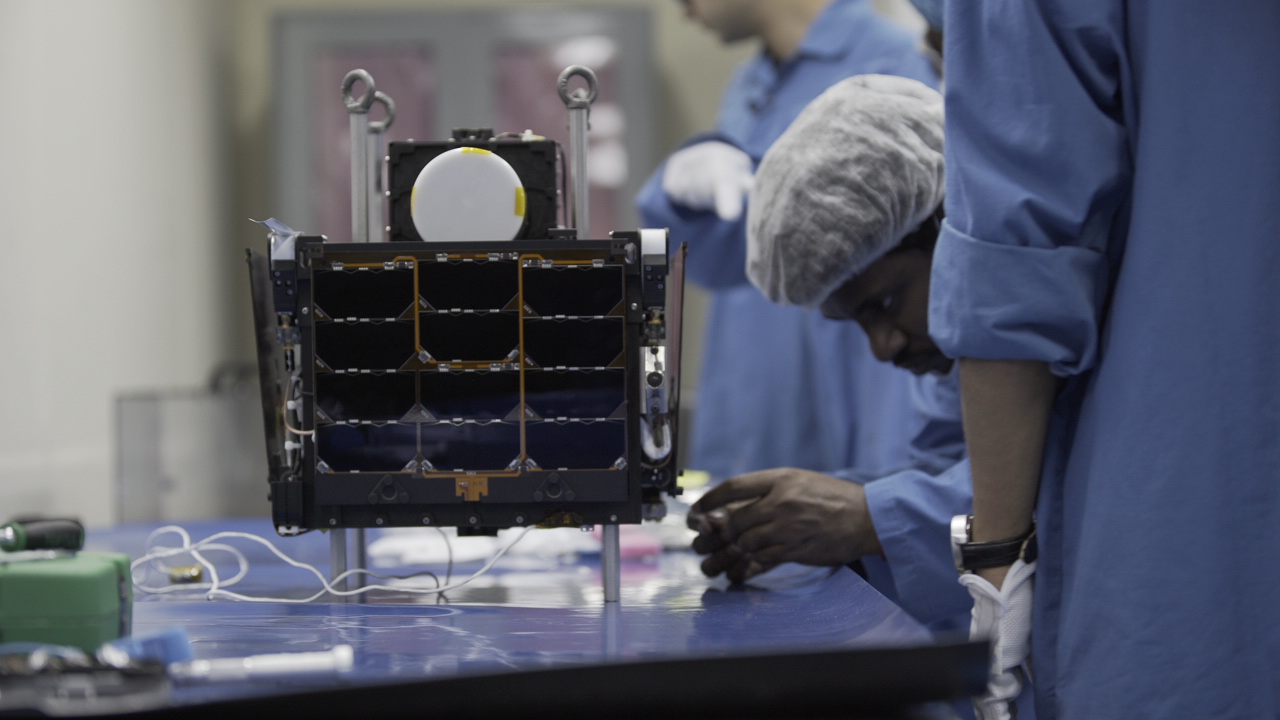 Pixxel's Hyperspectral imaging satellite at its production facility in Bangalore