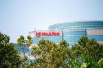 Signage with logo at the Silicon Valley headquarters of virus removal and cybersecurity company McAfee, Santa Clara, California, August 17, 2017. (Photo via Smith Collection/Gado/Getty Images)