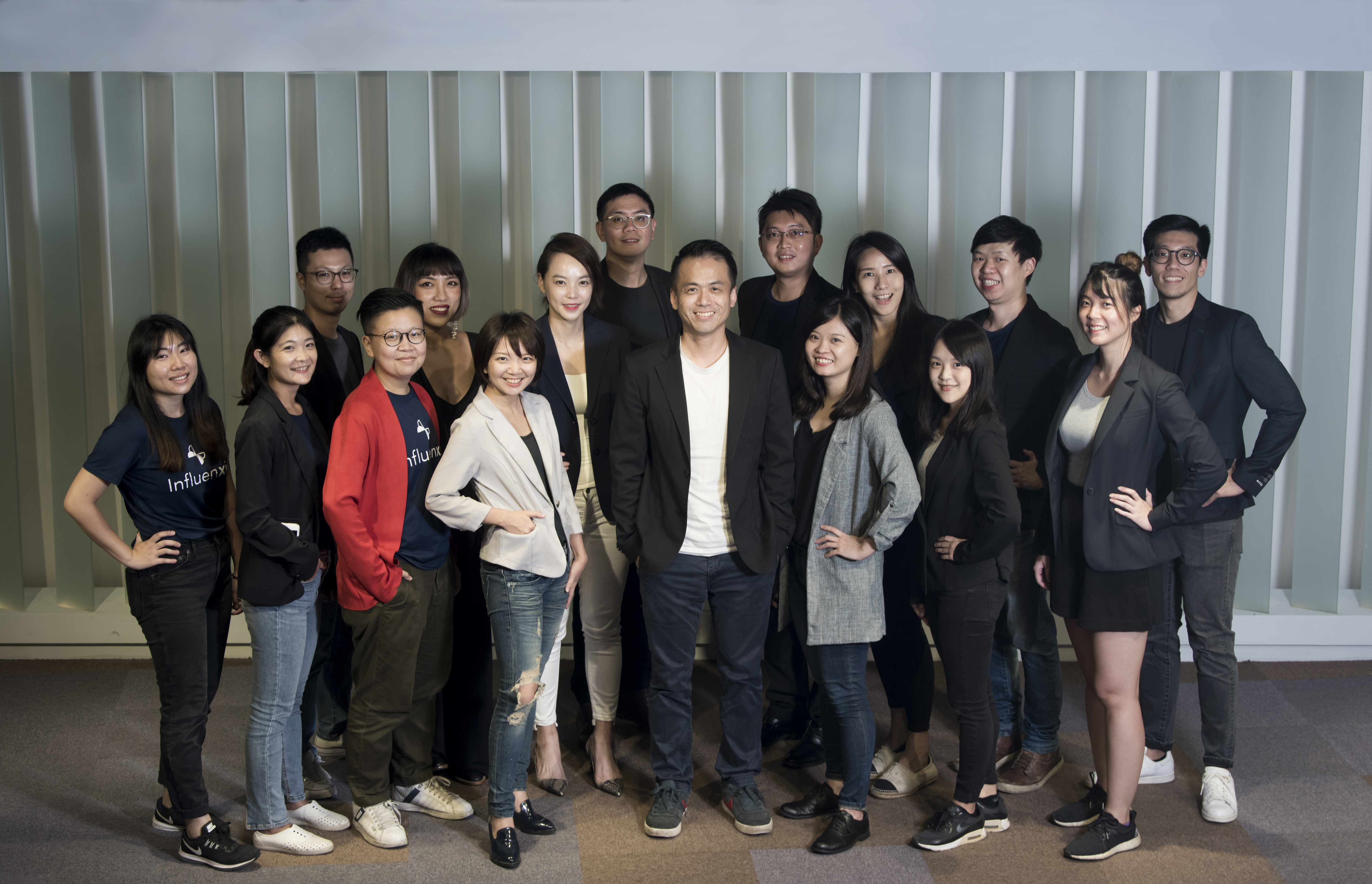 Influencer marketing startup Influenxio's team, with founder and CEO Allan Ko in the center