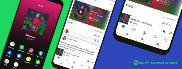 Facebook introduces a new miniplayer that streams Spotify within the Facebook app