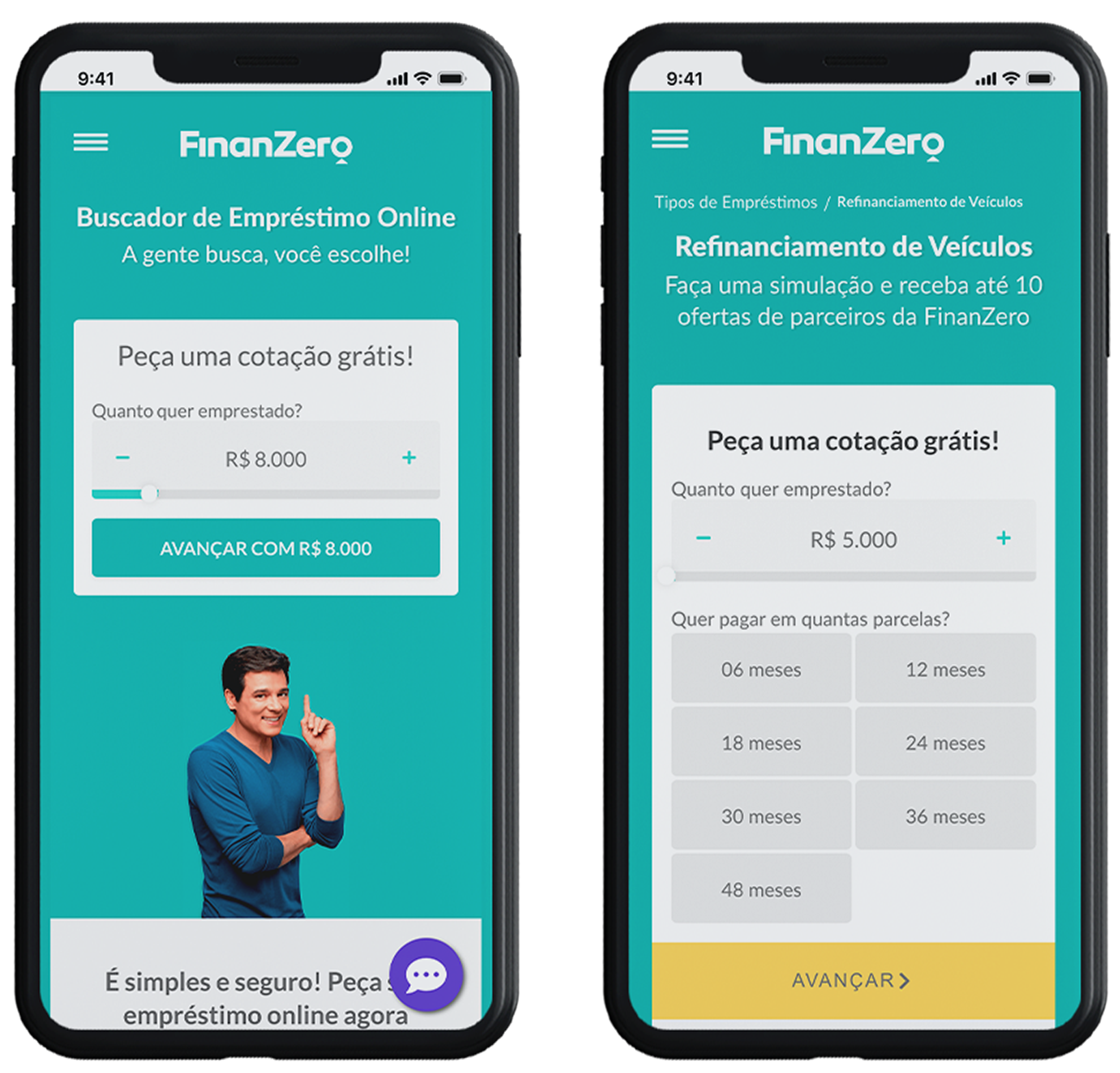 Screen shots of FinanZero app
