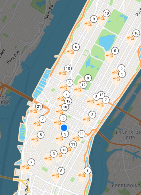 A map of JOCO's launch e-bike dock locations