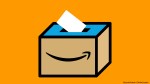 an illustration of a cardboard ballot box with an Amazon smile on the front