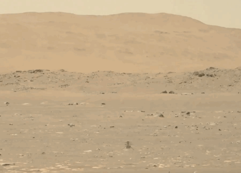 NASA's Ingenuity helicopter flies on Mars.