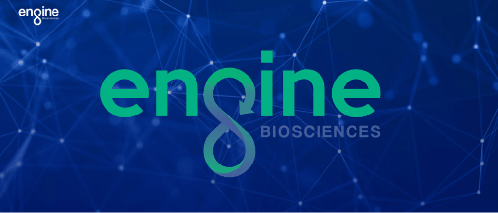 Engine biosciences logo, using an infinity symbol for the g.