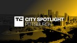 TC City Spotlight: Pittsburgh. Background is black and yellow city skyline.