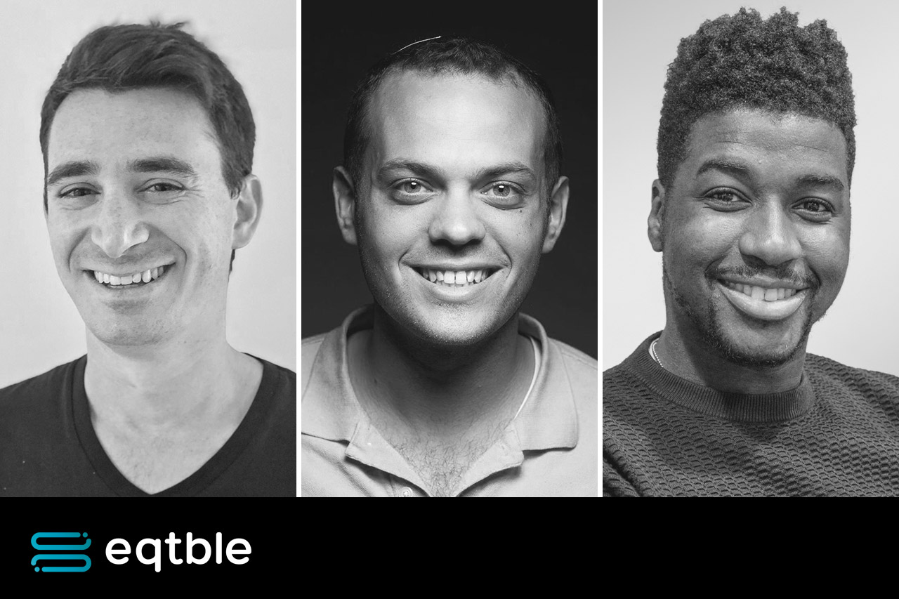 A composite photo of eqtble founders Ethan Veres, Gabe Horwitz and Joseph Ifiegbu