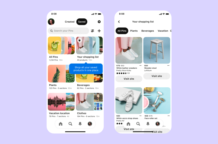Withhold spin Respond Pinterest adds a Shopping List feature to round up your saved products |  TechCrunch