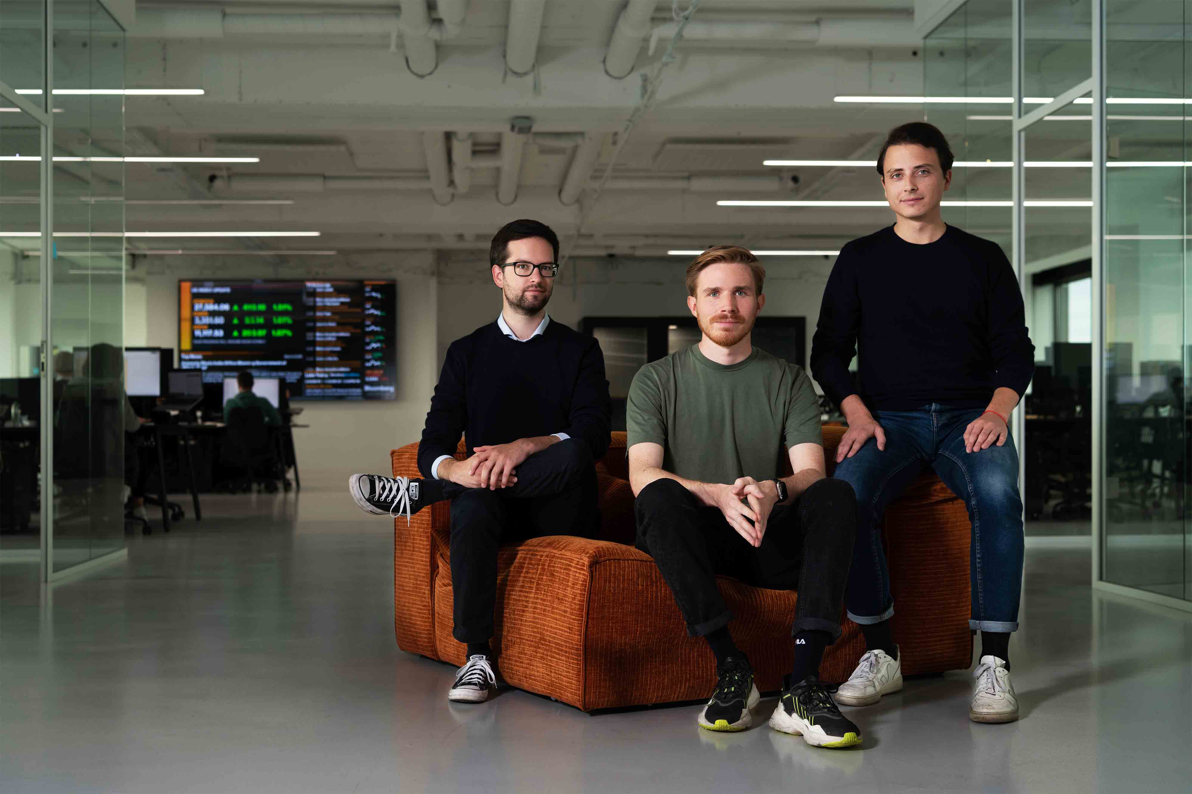 (L-R) Trade Republic co-founders Thomas Pischke, Marco Cancellieri and Christian Hecker