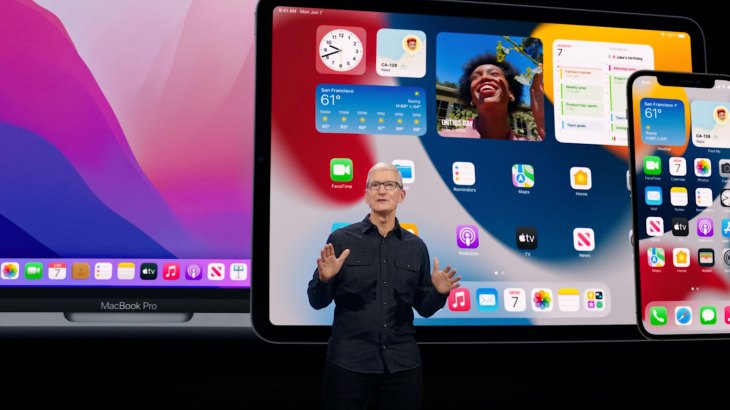 Tim Cook presents at WWDC 2021