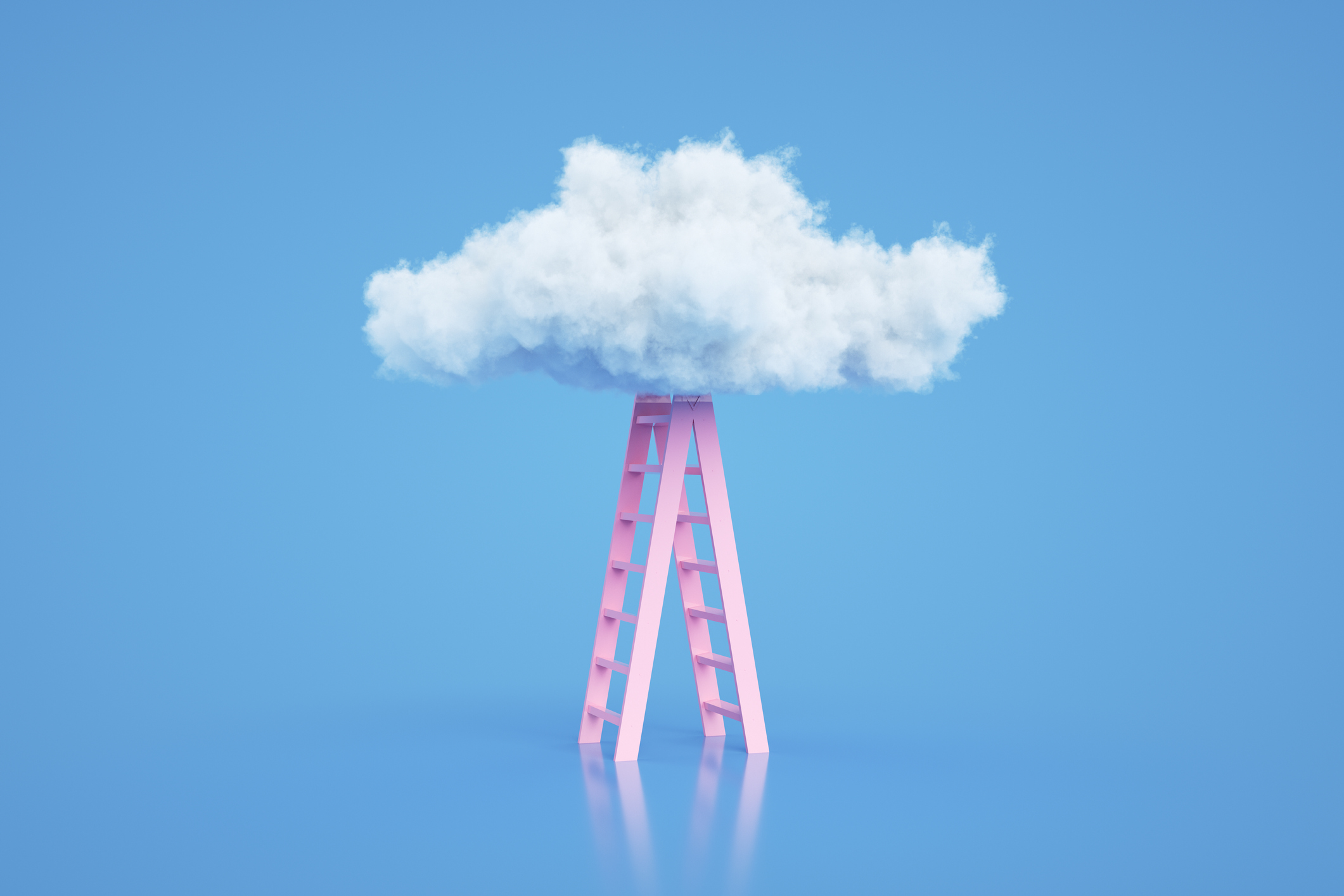 3d rendering of Staircase and cloud.
