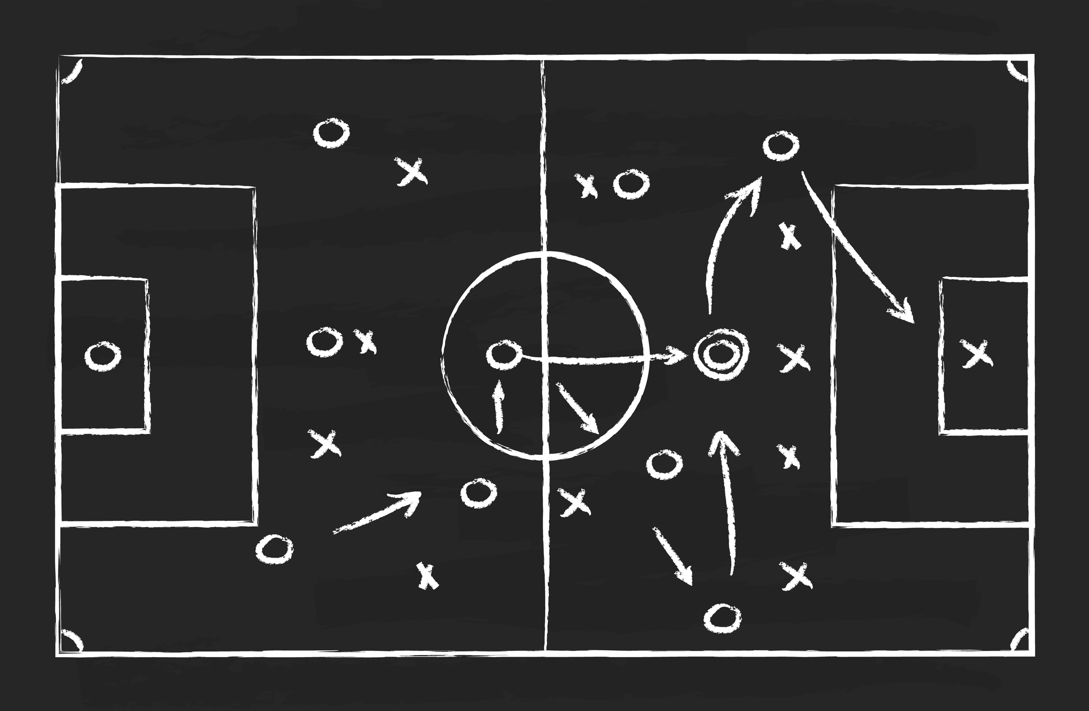 Blackboard showing soccer strategy