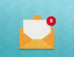 Image of a yellow envelope with a red notification dot.