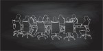 Image of a chalkboard illustration of a board of directors meeting.