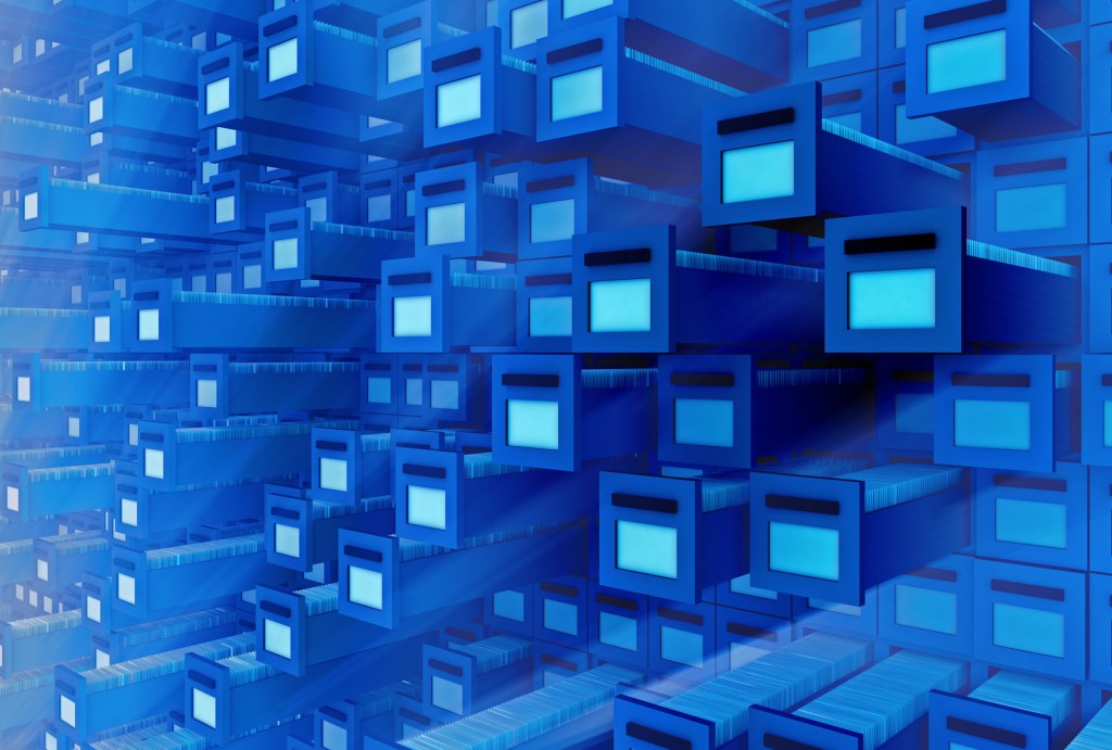 illustration of computer screens on blue background