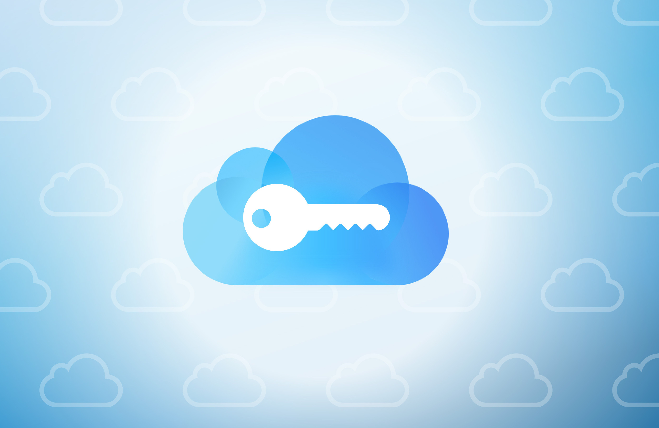 Illustration of key icon over cloud